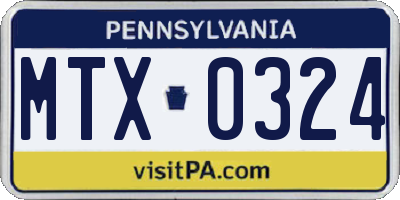 PA license plate MTX0324