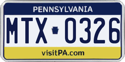 PA license plate MTX0326