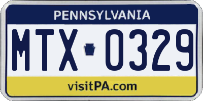 PA license plate MTX0329