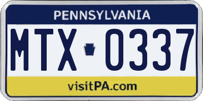 PA license plate MTX0337
