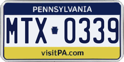 PA license plate MTX0339