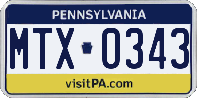 PA license plate MTX0343