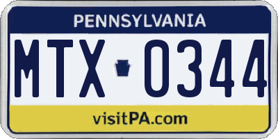 PA license plate MTX0344