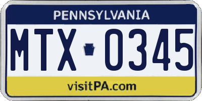 PA license plate MTX0345