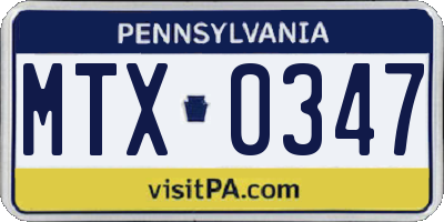 PA license plate MTX0347