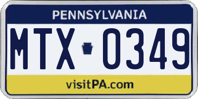 PA license plate MTX0349