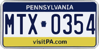 PA license plate MTX0354