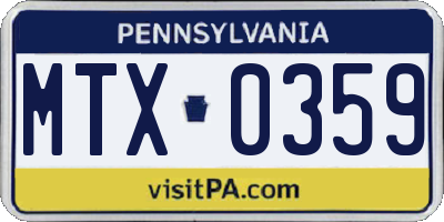 PA license plate MTX0359