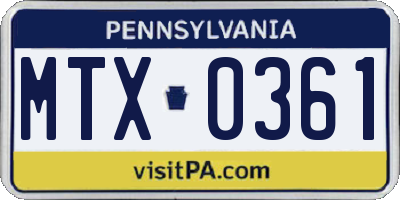 PA license plate MTX0361