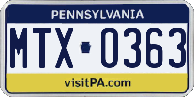 PA license plate MTX0363
