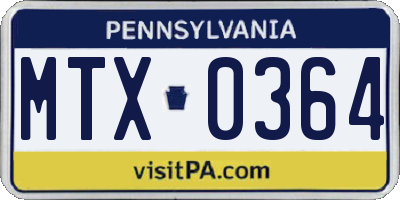 PA license plate MTX0364
