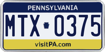 PA license plate MTX0375