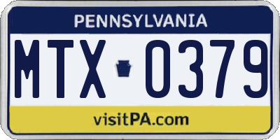 PA license plate MTX0379