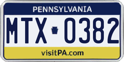 PA license plate MTX0382