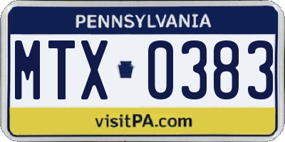 PA license plate MTX0383
