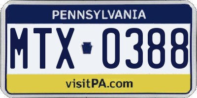 PA license plate MTX0388