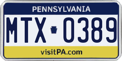 PA license plate MTX0389