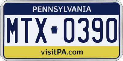 PA license plate MTX0390