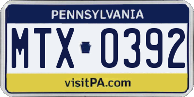 PA license plate MTX0392