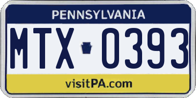 PA license plate MTX0393