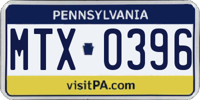 PA license plate MTX0396