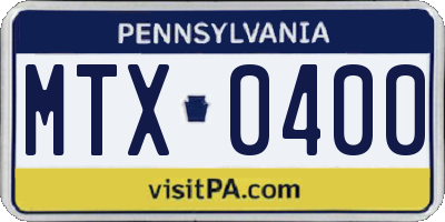 PA license plate MTX0400
