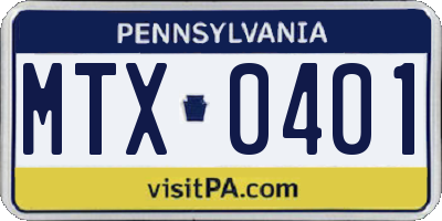 PA license plate MTX0401