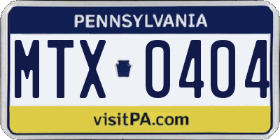 PA license plate MTX0404