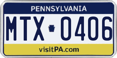 PA license plate MTX0406