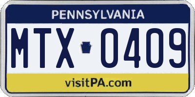 PA license plate MTX0409