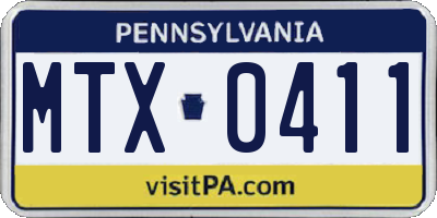PA license plate MTX0411