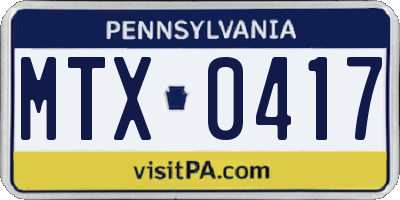 PA license plate MTX0417