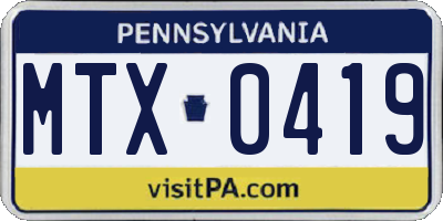 PA license plate MTX0419