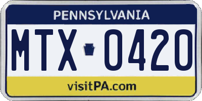 PA license plate MTX0420