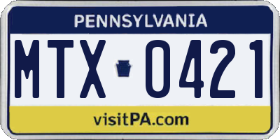 PA license plate MTX0421