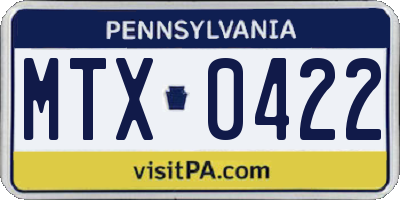 PA license plate MTX0422