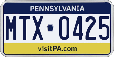 PA license plate MTX0425