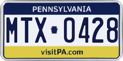 PA license plate MTX0428