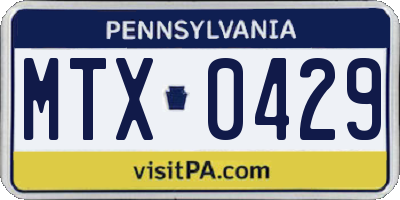 PA license plate MTX0429