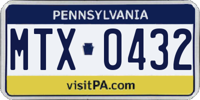 PA license plate MTX0432
