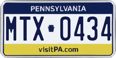 PA license plate MTX0434