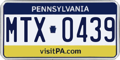PA license plate MTX0439