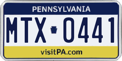 PA license plate MTX0441