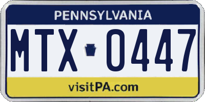 PA license plate MTX0447