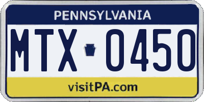 PA license plate MTX0450