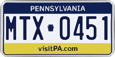 PA license plate MTX0451