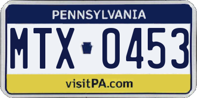 PA license plate MTX0453