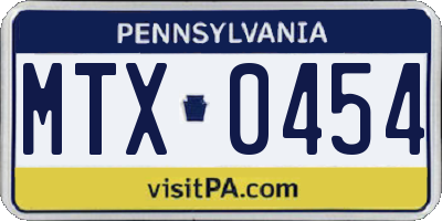 PA license plate MTX0454