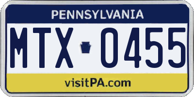 PA license plate MTX0455