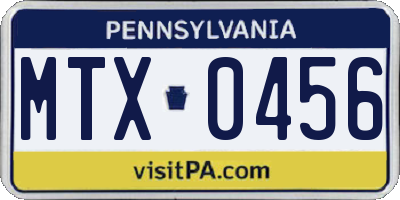 PA license plate MTX0456